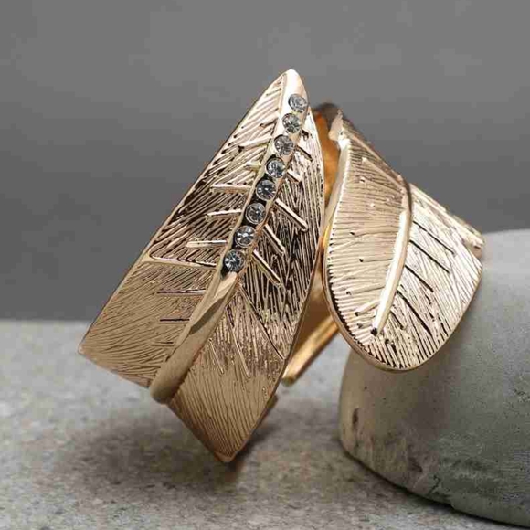 Golden Leaf Cuff Bangle - Picture 5 of 10